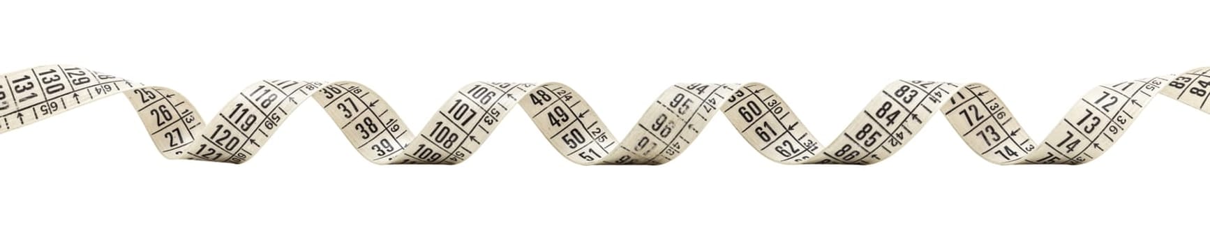 Measuring tape waving on transparent background isolated