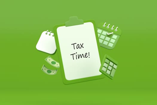 Tax Day Reminder Concept. Businessman submit tax by online concept, online tax payment and report. Business income. 3d illustration.