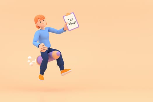 Tax Day Reminder Concept. Businessman submit tax by online concept, online tax payment and report. Business income. 3d illustration.