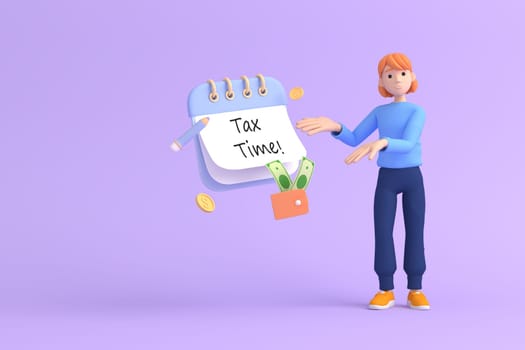 Tax Day Reminder Concept. Businessman submit tax by online concept, online tax payment and report. Business income. 3d illustration.