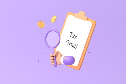 Tax Day Reminder Concept. Businessman submit tax by online concept, online tax payment and report. Business income. 3d illustration.