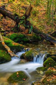 River waterfall in the portuguese national park of Geres, in the north of the country