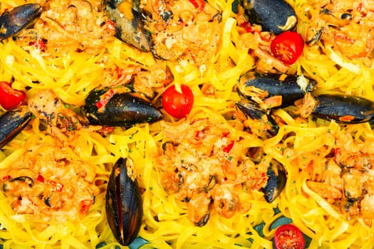 italian pasta with seafood sauce. Mediterranean cuisine