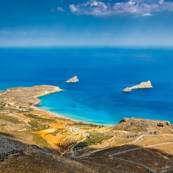 CRETE ISLAND, GREECE. Xerokambos beach. Xerokambos is a sandy beach located in the southeast of Crete, in the area of Lassithi, away from large settlements.