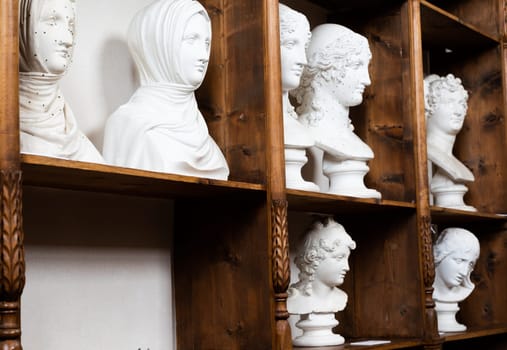 Possagno, Italy - August 2022: Antonio Canova collection. Classical sculptures in white marble located in his native house