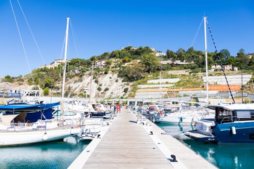 Ventimiglia, Italy - August 2022: the port of Cala del Forte, brand new, state-of-the-art marina property of Monte Carlo
