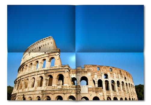 Italy, Rome - Roman Colosseum with blue sky, the most famus Italian landmark