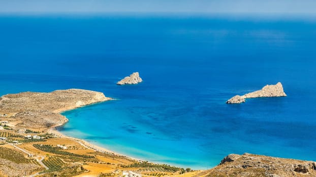 CRETE ISLAND, GREECE. Xerokambos beach. Xerokambos is a sandy beach located in the southeast of Crete, in the area of Lassithi, away from large settlements.