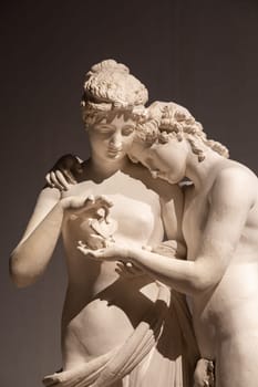 Bassano del Grappa, Italy - December 2022: Cupid and Psyche standing, Antonio Canova. Concept of love, couple, eros