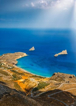 CRETE ISLAND, GREECE. Xerokambos beach. Xerokambos is a sandy beach located in the southeast of Crete, in the area of Lassithi, away from large settlements.