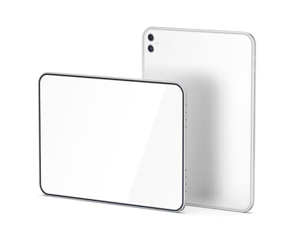 Two tablets on white background