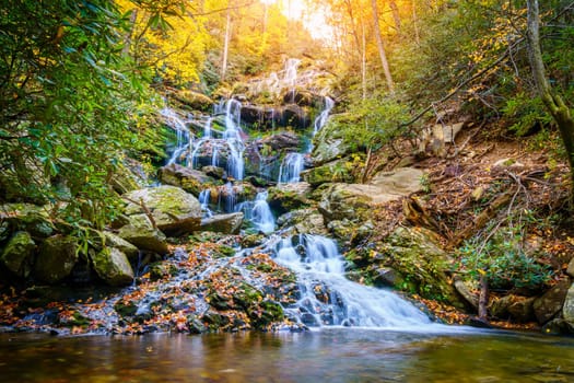 Scenic view of Catawba Falls in Pisgah National Forest near Asheville, North Carolina