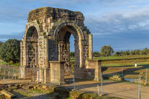 Caceres, Spain, 18 December 2022: Roman ruins of Caparra, Roman city of Caparra in province of Caceres