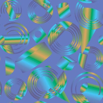 seamless pattern with different colored geometric shapes and shapes made with gradient without background