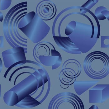 seamless pattern with blue geometric shapes and shapes made with gradient without background