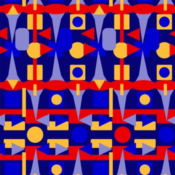 multicolored bright and contrasting geometric shapes seamless pattern without background