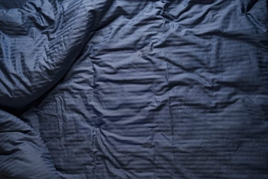 Top view of the crumpled bed linen