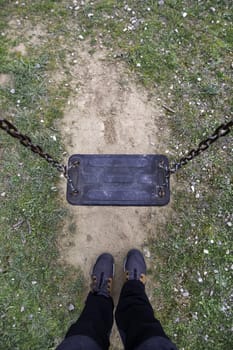 Detail of children's game in a park for children, fun