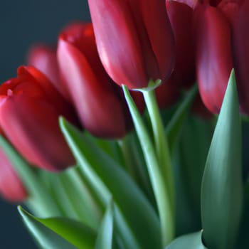 tulip Tulipa, bulbous herbs in the lily family Liliaceae. Tulips, garden flowers, cultivars and varieties have been developed. Flowers delicate pink purple. Beautiful buds. Landscaping, flowerbed