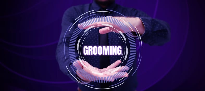 Writing displaying text Grooming, Business showcase hygienic care and enhancing the appearance of the pets