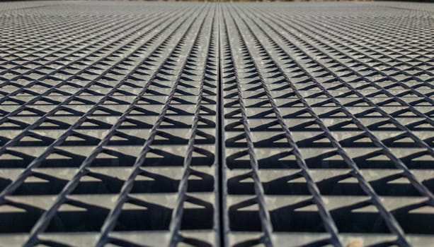 Galvanized steel floor grille. Selective focus