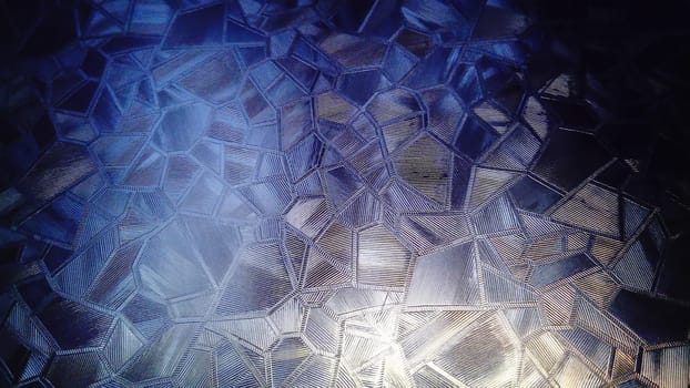 Light through the glass. Corrugated glass refracts the rays of the early morning sun. Self-adhesive film in the window to give privacy to the room. Winter frosty patterns on glass