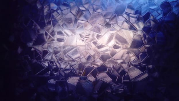 Self-adhesive film glued to glass, similar to uneven corrugated glass. Transparent film to increase the privacy of a room or room. Reflection of rays of light and color.