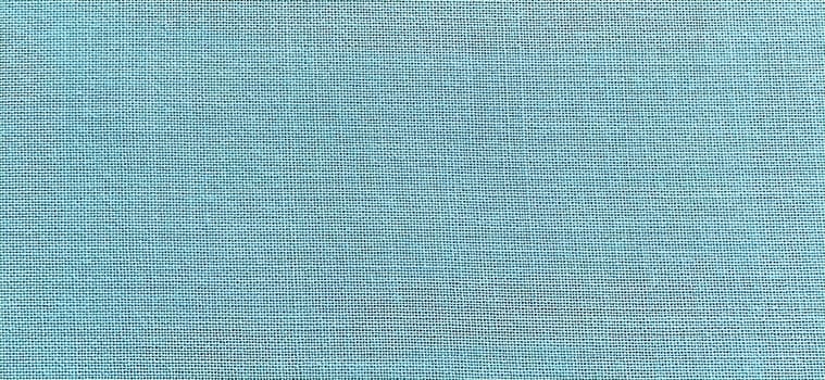 blue-green background of intertwined threads and rows. Banner. Fabric texture with uneven surface.