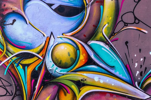 Graffiti detail framed on the wall, abstract background