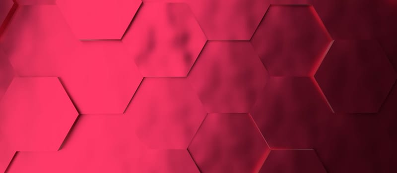 Abstract modern magenta hexagon background, 3d rendering