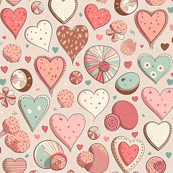 This vibrant digital artwork features a playful pattern of green and pink love hearts. The red love heart stands out as the focal point, surrounded by an array of smaller hearts in various shades of green and pink. The image is generated with the use of an AI.
