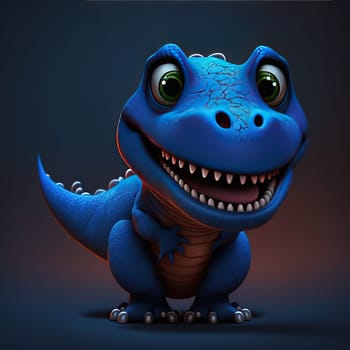 A surreal digital world is depicted in this captivating artwork, showcasing a blue dinosaur as the central focus, surrounded by a vibrant, electric atmosphere. The use of bold colors creates a dream-like quality, making it an eye-catching piece. The image is generated with the use of an AI.