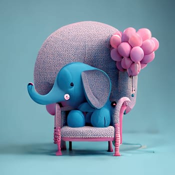 The painting depicts a heartwarming scene of a blue elephant receiving a gift from a small child. The elephant's expression of gratitude and the child's joyful smile create a touching moment of kindness and generosity. The image is generated with the use of an AI.