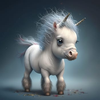 This captivating piece showcases the innocence and magical essence of a small unicorn as it frolics in a mystical, dreamlike world. The use of soft pastel colors creates a serene atmosphere that draws the viewer into the fairy-tale world. The image is generated with the use of an AI.