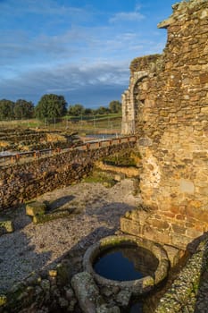 Caceres, Spain, 18 December 2022: Roman ruins of Caparra, Roman city of Caparra in province of Caceres