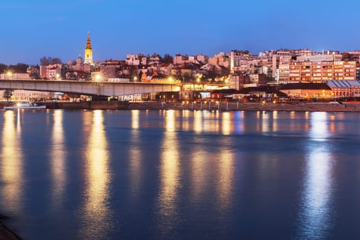 Beautiful view of the historic center on the banks of the Sava River and Cathedral Church of St. Michael the Archangel commonly known as just Soborna crkva, Belgrade, Serbia