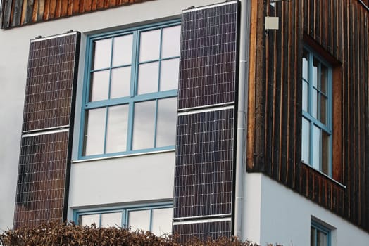 Solar modules for power generation on a house wall