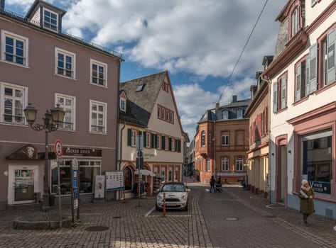 Houses in the historic old town of Eltville am Rhein in the Rhine Valley, Hesse, Germany