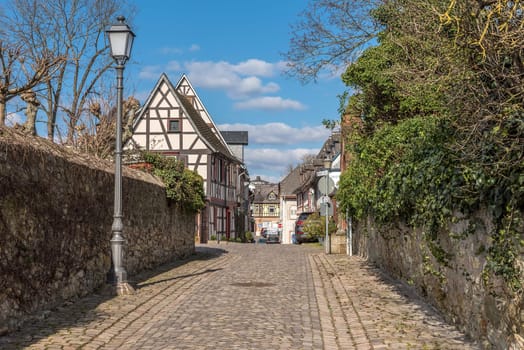 Houses in the historic old town of Eltville am Rhein in the Rhine Valley, Hesse, Germany
