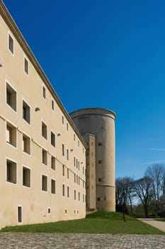 View of the renovated castle in Wittenberg seen from the public city park