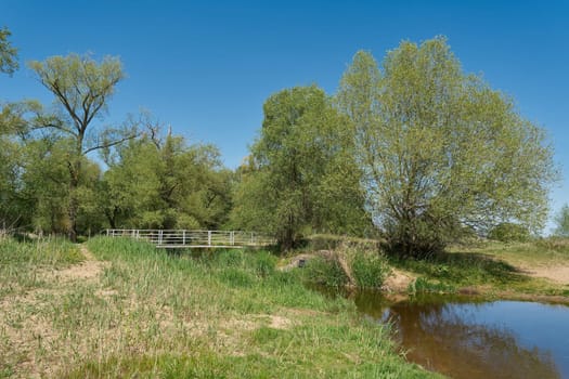 the small river Ehle at the hohe Brücke, high bridge near the village Biederitz in Germany
