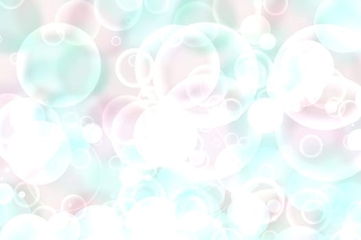 Abstract blurred fresh vivid spring summer light delicate pastel pink turquoise bokeh background texture with bright circular soft color lights. Card concept. Beautiful backdrop illustration.