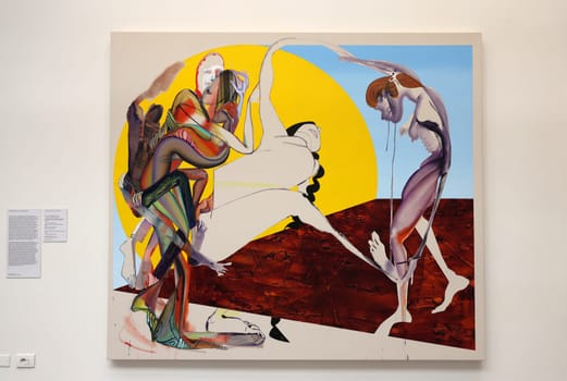 Venice, Italy - September 6, 2022: 59th Venice Art Biennale in Venice. Don t Let It Bring You Down, Its Only Castles Burning by the American artist Christina Quarles