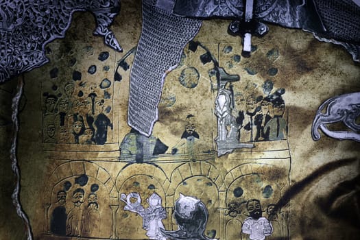 Venice, Italy - September 6, 2022:  59th Venice Art Biennale in Venice. Queendom by Ilit Azoulay in Israel pavilion