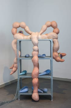 Venice, Italy - September 6, 2022: 59th Venice Art Biennale in Venice. After Dreams: I Dare to Defy the Demage by artist Zsofia Keresztes at the Hungarian pavilion