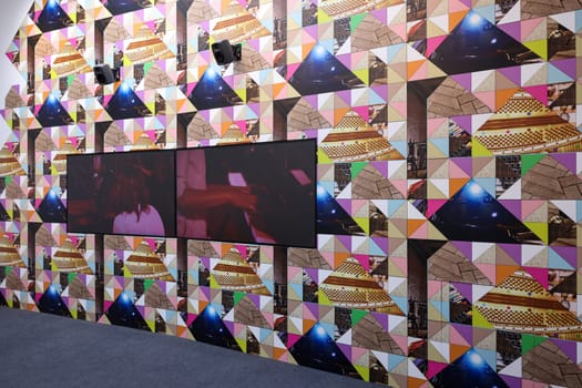 Venice, Italy - September 6, 2022: 59th Venice Art Biennale in Venice. Feeling her way by artist Sonja Boyce at the British pavilion