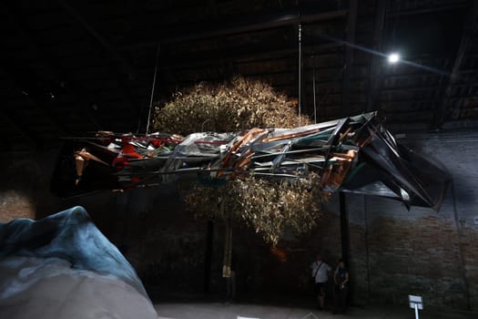 Venice, Italy - September 6, 2022: Chinese pavilion, in Arsenale at 59th Venice Art Biennale in Venice.