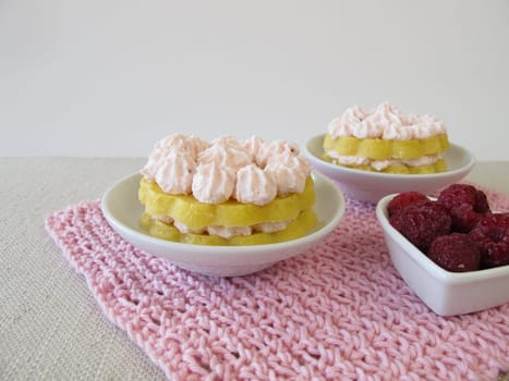 Gluten-free layered tarts with raspberry cream cheese