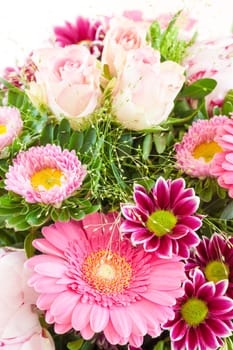 Colorful summer flowers in the bouquet in detail