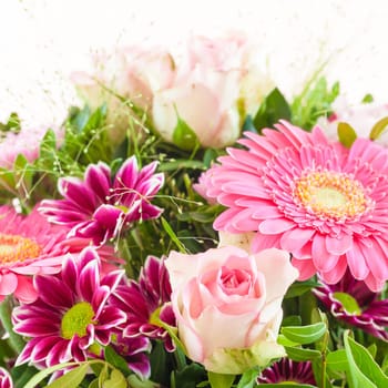 Colorful summer flowers in the bouquet in detail